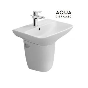 Chậu Lavabo Inax AL-289V/L-288VC Chân Lửng Treo Tường Men Aqua Ceramic