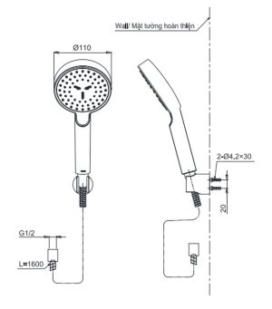 Bộ sen tắm TOTO TBV01401BA/TBW07008A nhiệt độ