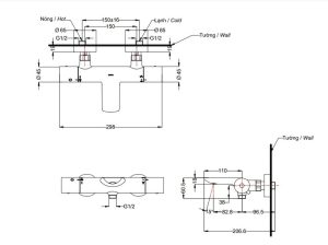 Bộ sen tắm TOTO TBV01402BA/TBW07012A nhiệt độ (2 chế độ)