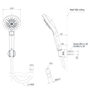Bộ sen tắm TOTO TBV03427V/TBW01035V nhiệt độ (3 chế độ)