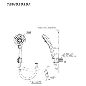 Bộ sen tắm TOTO TBV03429V/TBW01010A nhiệt độ (3 chế độ)