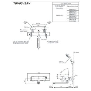 Bộ sen tắm TOTO TBV03429V/TBW02017A nhiệt độ