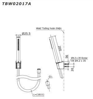 Bộ sen tắm TOTO TBV03429V/TBW02017A nhiệt độ
