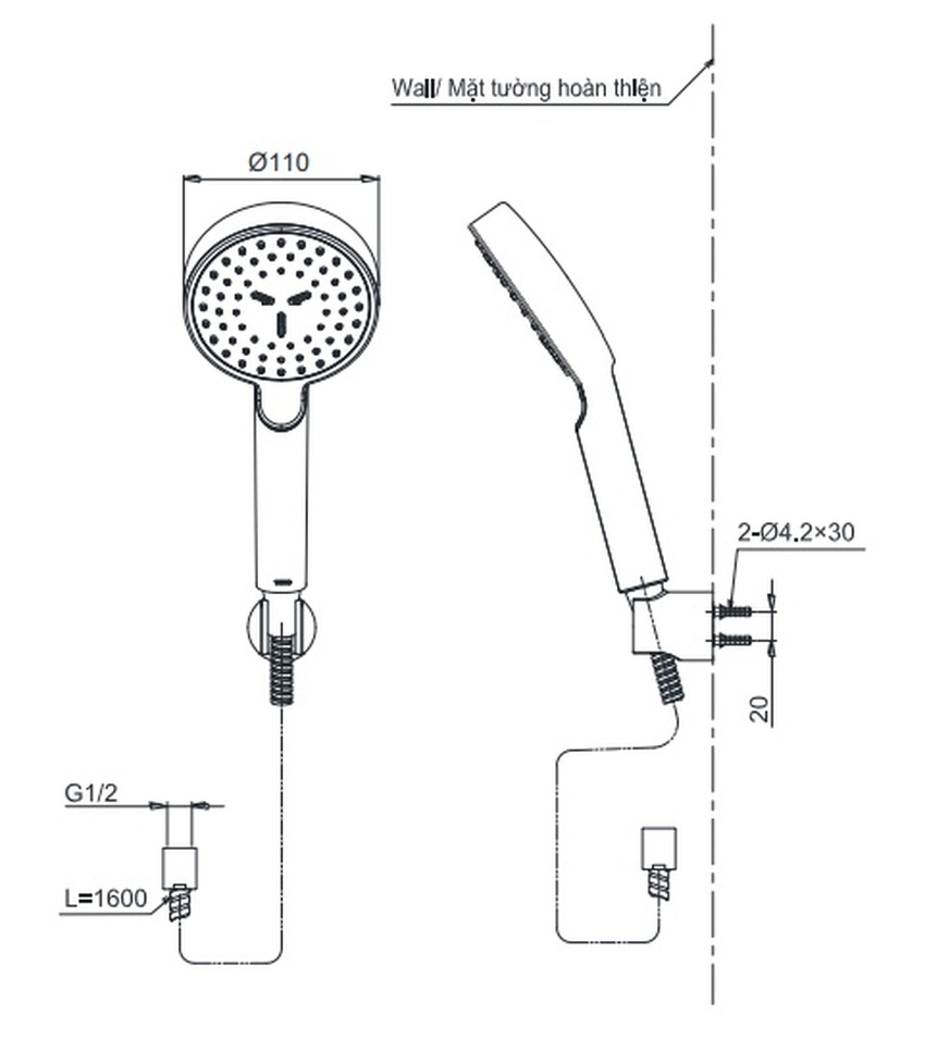 Bộ sen tắm TOTO TBV03429V/TBW07008A nhiệt độ
