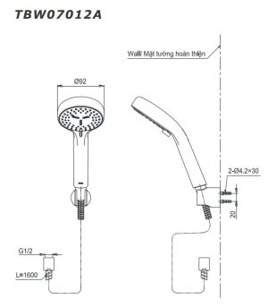 Bộ sen tắm TOTO TBV03429V/TBW07012A nhiệt độ (2 chế độ)